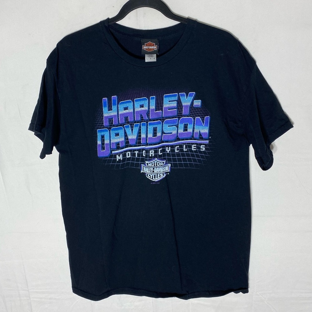 Harley-Davidson Edmonton Alberta Canada Black Blue Purple Graphic T-Shirt L